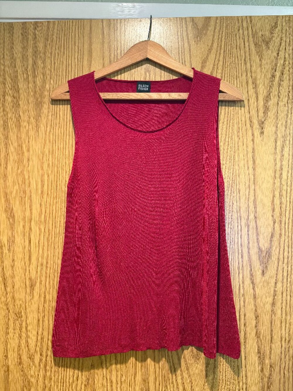 Eileen Fisher Red Viscose Blend Sleeveless Knit Tank Size Large